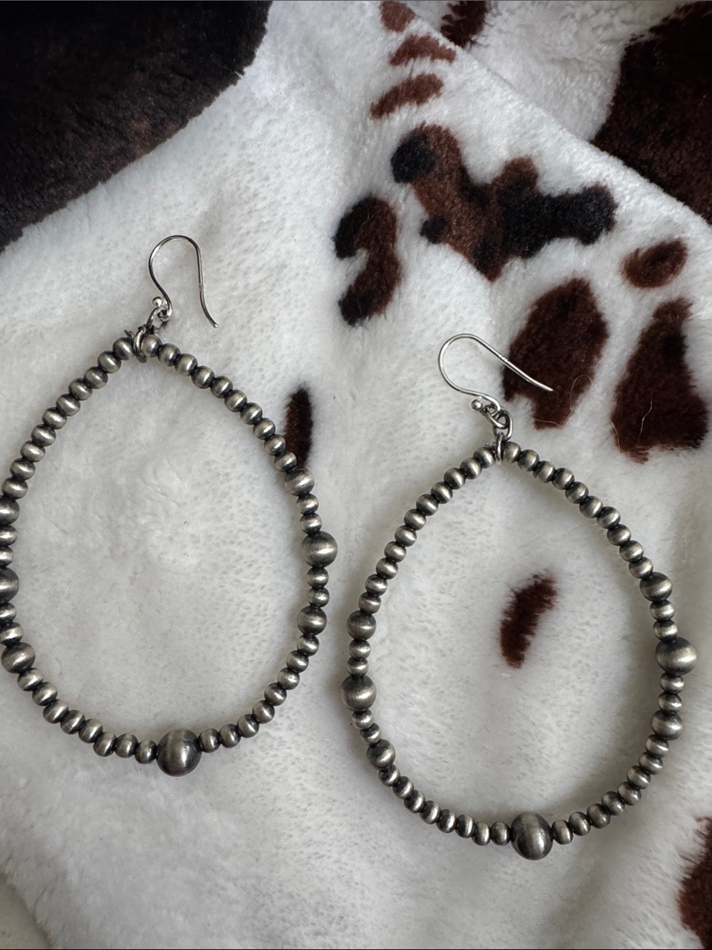 Silver 925 Pearl  Beaded Hoop Earrings - Women Jewelry